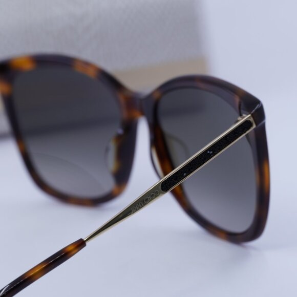 Jimmy Choo NEREA/G/S 005L HA Square Sunglasses - Havana/Gold/Brown